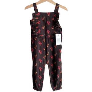 Something Navy Girls 18M Brown Ganache Floral Ruffle Twill Romper Jumper